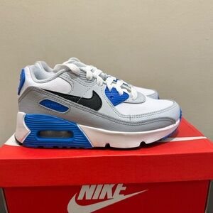 Like New Little Kid Nike Air Max 90 Casual Shoes CD6867 127 LTR White/Black-Blue